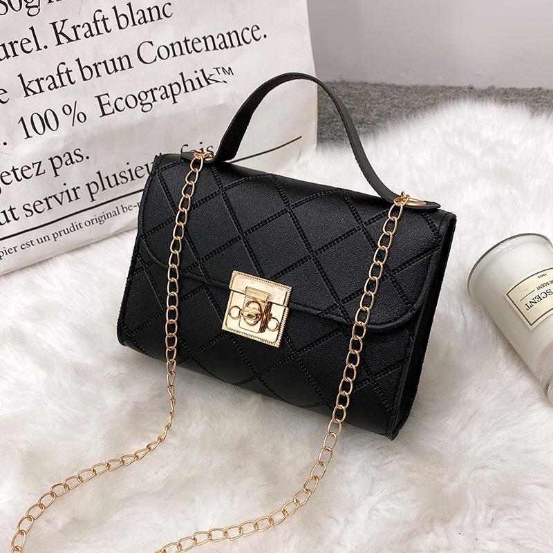 Women's Multi-Grain Locking Chain Square Bag