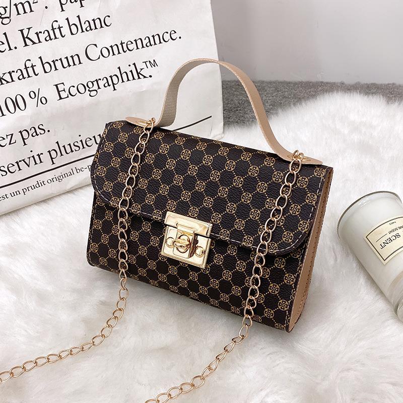 Women's Multi-Grain Locking Chain Square Bag