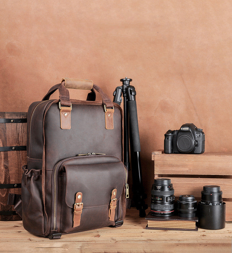 European American Crazy Horse Leather Camera Bag