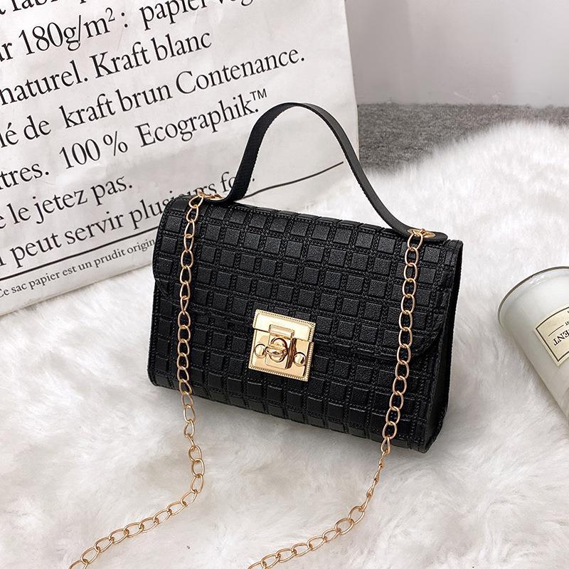 Women's Multi-Grain Locking Chain Square Bag