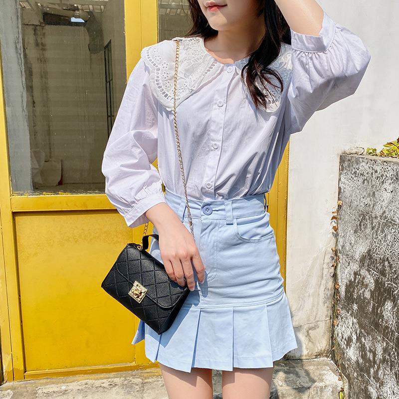 Women's Multi-Grain Locking Chain Square Bag