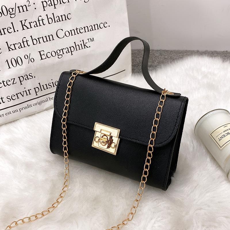 Women's Multi-Grain Locking Chain Square Bag