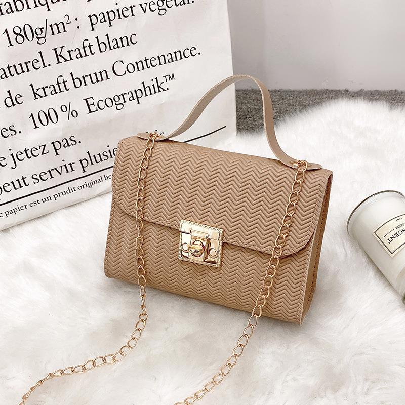 Women's Multi-Grain Locking Chain Square Bag