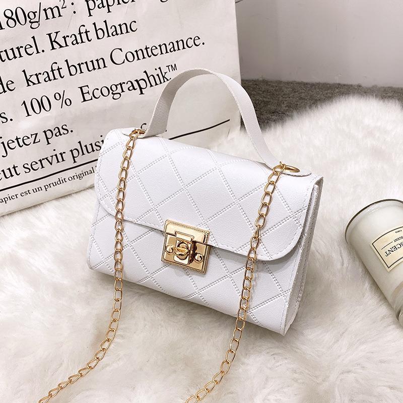 Women's Multi-Grain Locking Chain Square Bag