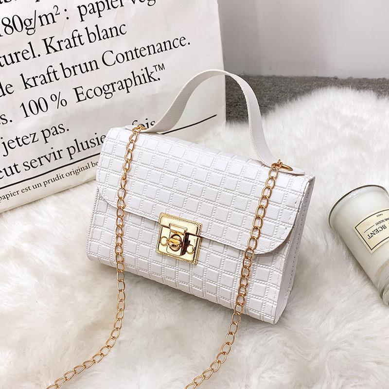 Women's Multi-Grain Locking Chain Square Bag