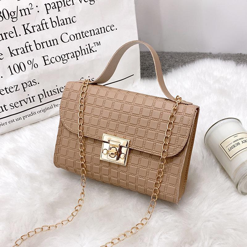 Women's Multi-Grain Locking Chain Square Bag