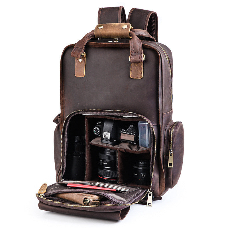 European American Crazy Horse Leather Camera Bag
